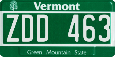 VT license plate ZDD463