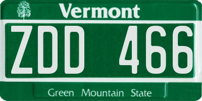 VT license plate ZDD466