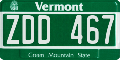 VT license plate ZDD467