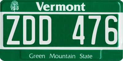 VT license plate ZDD476