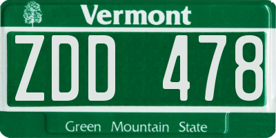 VT license plate ZDD478