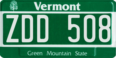 VT license plate ZDD508