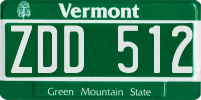 VT license plate ZDD512