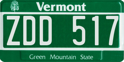 VT license plate ZDD517
