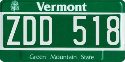 VT license plate ZDD518