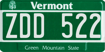 VT license plate ZDD522