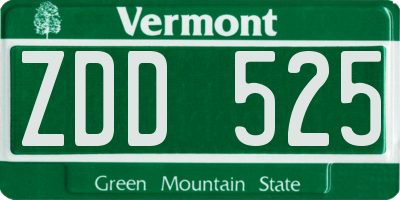 VT license plate ZDD525