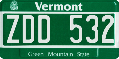 VT license plate ZDD532