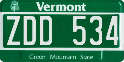 VT license plate ZDD534