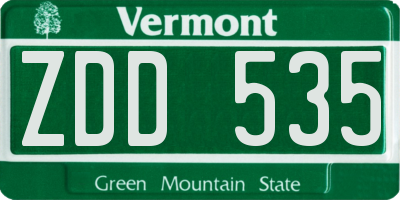 VT license plate ZDD535