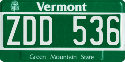 VT license plate ZDD536