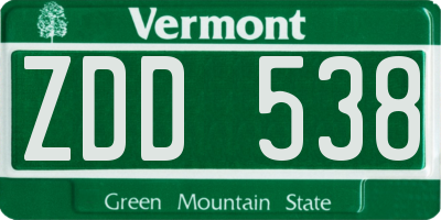 VT license plate ZDD538