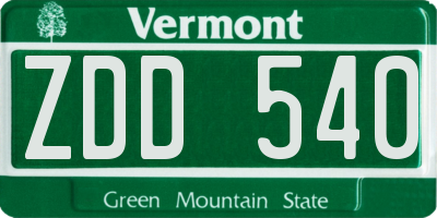 VT license plate ZDD540