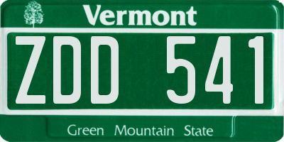 VT license plate ZDD541