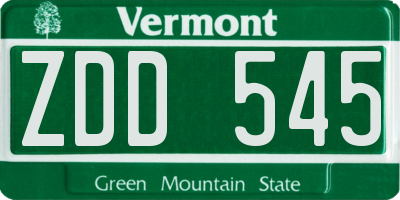 VT license plate ZDD545
