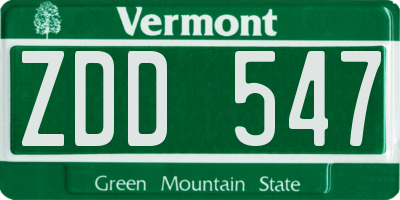 VT license plate ZDD547