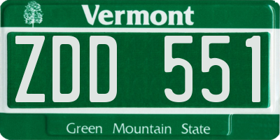 VT license plate ZDD551
