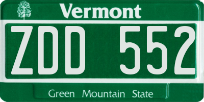 VT license plate ZDD552