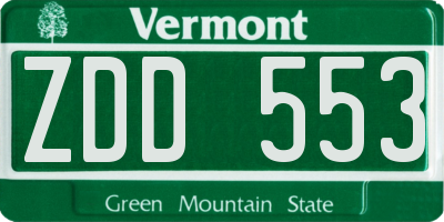 VT license plate ZDD553