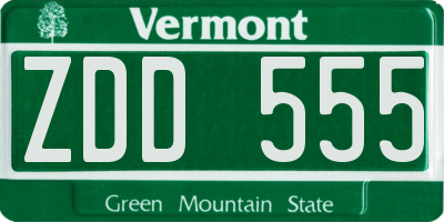 VT license plate ZDD555
