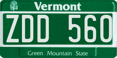 VT license plate ZDD560