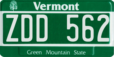 VT license plate ZDD562