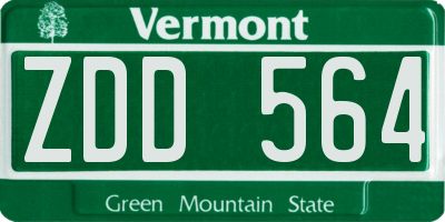 VT license plate ZDD564