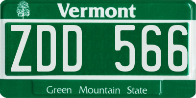 VT license plate ZDD566