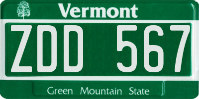 VT license plate ZDD567