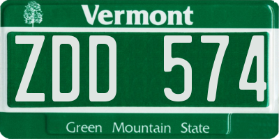 VT license plate ZDD574