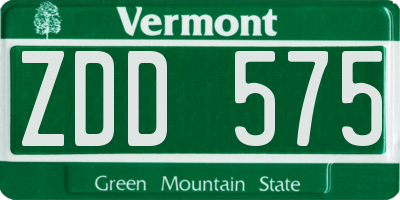 VT license plate ZDD575