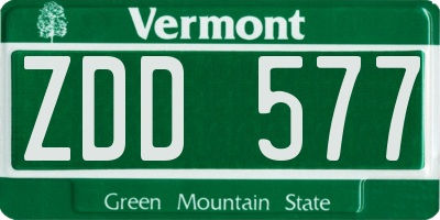 VT license plate ZDD577