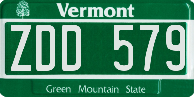 VT license plate ZDD579