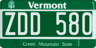 VT license plate ZDD580