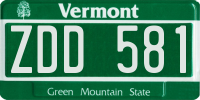VT license plate ZDD581