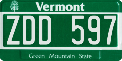 VT license plate ZDD597