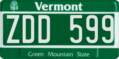 VT license plate ZDD599