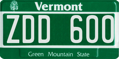 VT license plate ZDD600