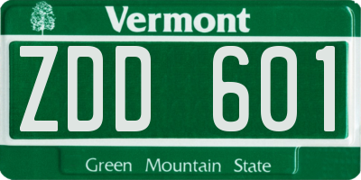 VT license plate ZDD601