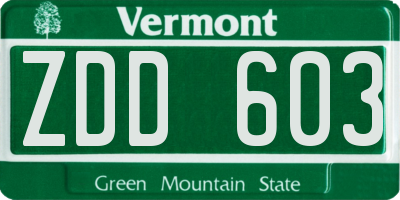 VT license plate ZDD603