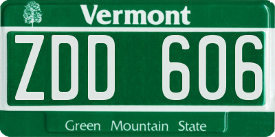 VT license plate ZDD606