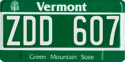 VT license plate ZDD607