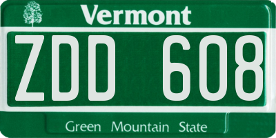 VT license plate ZDD608