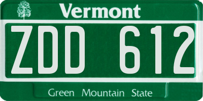 VT license plate ZDD612