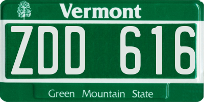 VT license plate ZDD616