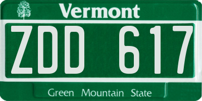 VT license plate ZDD617