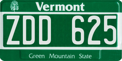 VT license plate ZDD625