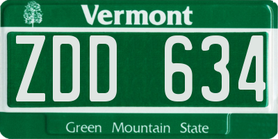 VT license plate ZDD634