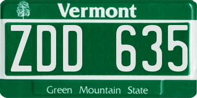 VT license plate ZDD635
