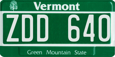 VT license plate ZDD640